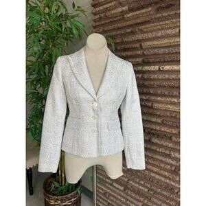 MICHAEL Michael Kors Silver Metallic Brocade Formal Fitted Blazer Size 6